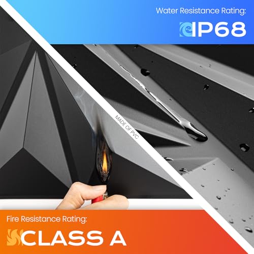 Sonicism Wall Panels Upgrade 16 Pack07x118x118Pyramid 3D Wall Panels Creative CuttingPVC Wall Panels for Interior Wall Decor Fire ResistantWall Tiles for Various ScenesCharcoal Black - Image 3