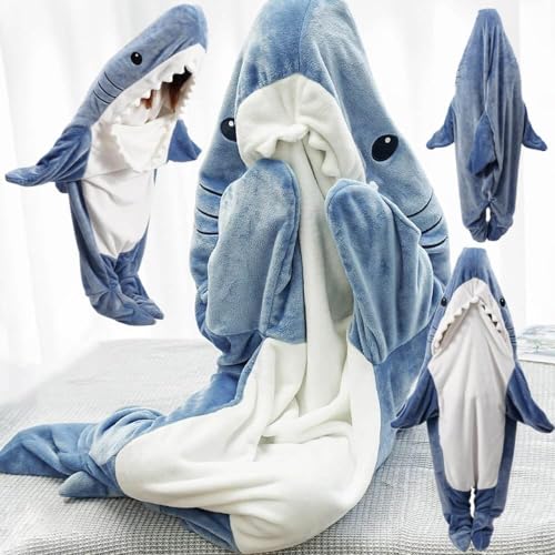 Gudina Shark Onesie, Shark Blanket Hoodie Onesie Adult, Shark Sleeping Bag for Adult (L) - Image 3