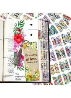 Cualfec Bible Index Tabs New & Old Testament Tabs Matte Laminated Floral Design 121 Pcs (Floral)  - Image 1