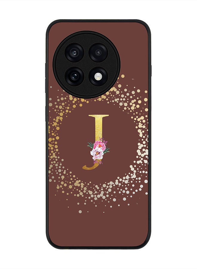 Stylizedd For OnePlus 13R / Ace 5 Pro Case,Slim fit Camera Protection, Shockproof Thin Phone cover  - Custom Monogram Floral - J  (Brown )
