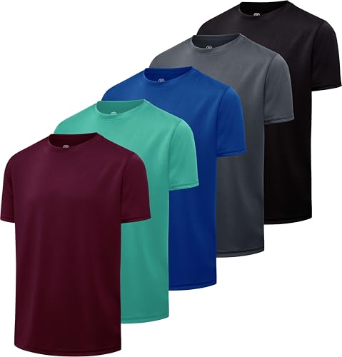 Real Essentials 5 Pack Boys Active Athletic Short Sleeve Performance Shirt Cooling Wicking T Shirts Activewear 618 Years Set 4XL 1618