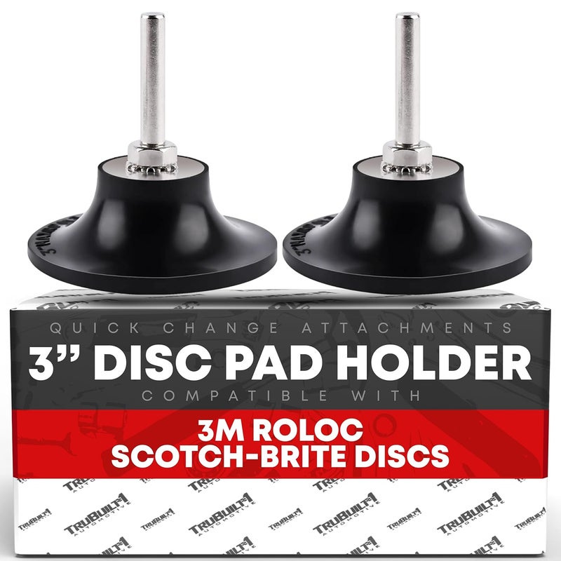 T1A 3-inch Conditioning Disc Pad Holder Assembly, Pack of 2-1/4'' Shank - Compatible with 3M ROLOC Scotch-Brite Brand Discs - Speed-Lok TR Quick-Change Attachment - Image 1
