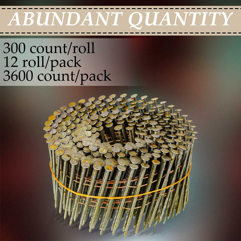 Hotop 3600 Count Siding Nails, 15-Degree Wire Collated Coil Siding Nails, Full Round Head Mild Steel Nail for Sheathing Decking Fencing Attachment Replacement Parts(2 1/4 Inch) - Image 3