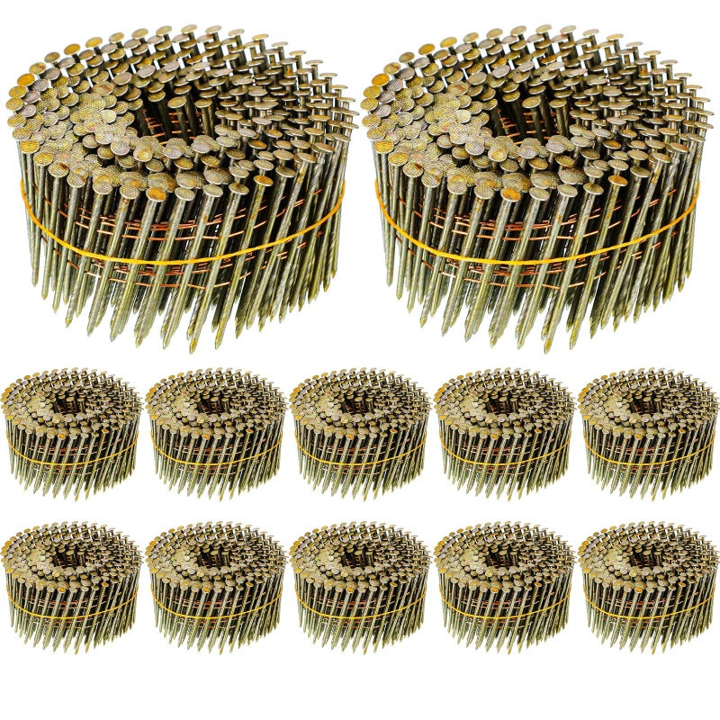 Hotop 3600 Count Siding Nails, 15-Degree Wire Collated Coil Siding Nails, Full Round Head Mild Steel Nail for Sheathing Decking Fencing Attachment Replacement Parts(2 1/4 Inch) - Image 1