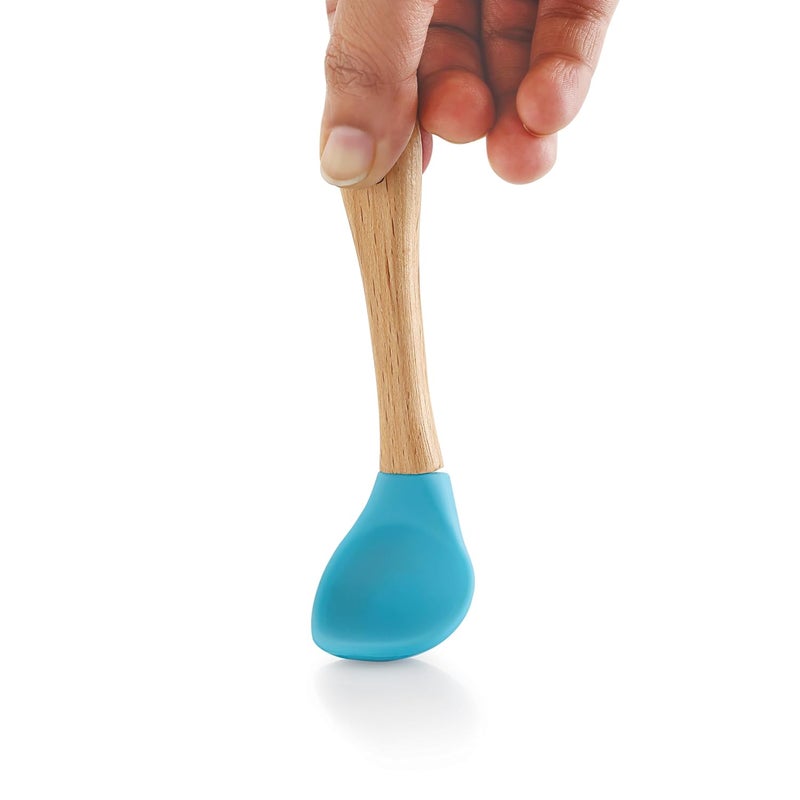 Beebaby Nurture Natural Beech Wood & Soft Silicone Baby Feeding Spoons | 100% BPA Free, Eco-Friendly Weaning Spoons for Infants, Kids & Toddlers | Gentle on Gums, Safe for 6+ Months (Blue) - Image 4