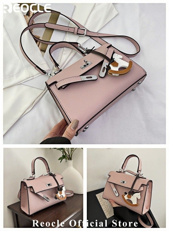 REOCLE Women Crossbody Bags Retro Style Women's Classic Leather Handbags Purses with Metal Buckle Decoration for Vacation Travel and Work - Image 3