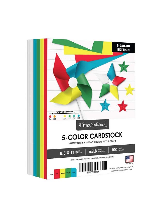 S Superfine Printing Bright Color Card Stock Paper 8.5 X 11" Multicolor Cardstock For Greetings Gift Tags Art & Crafts Invitations & Announcements | 25 Red 25 Yellow 25 Green 25 Blue 50 White (150 Sheets Total) - Image 1