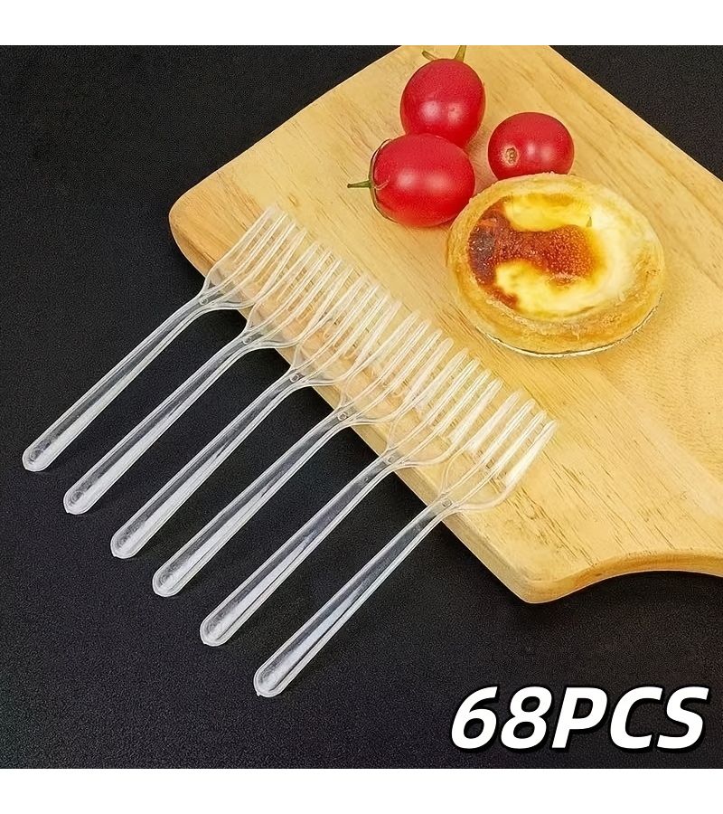 68pcs Transparent Dessert Forks Cake Forks Salad Forks Fruit Takeaway Forks For Birthday Wedding Picnic Party Supplies - Image 1