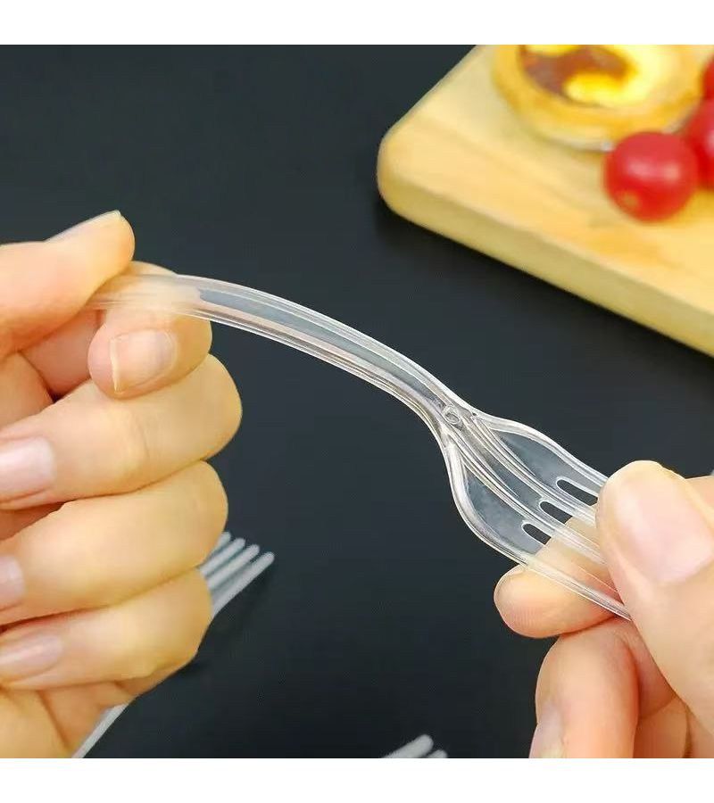 68pcs Transparent Dessert Forks Cake Forks Salad Forks Fruit Takeaway Forks For Birthday Wedding Picnic Party Supplies - Image 2