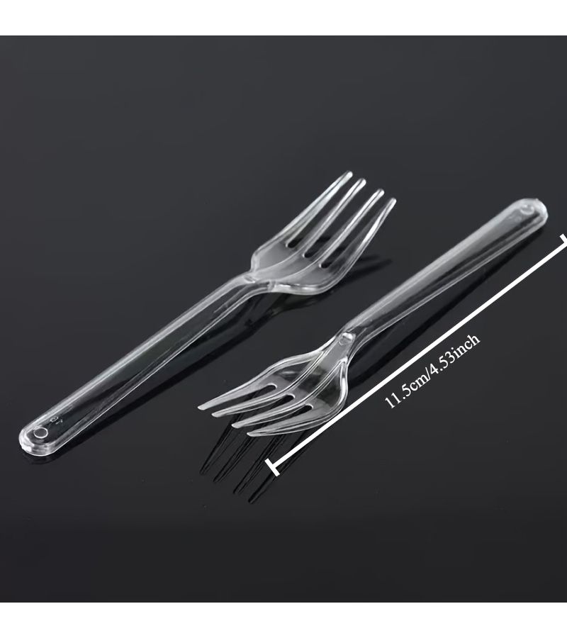 68pcs Transparent Dessert Forks Cake Forks Salad Forks Fruit Takeaway Forks For Birthday Wedding Picnic Party Supplies - Image 3