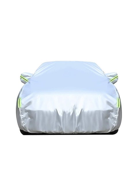 Car Cover Waterproof and UV-Proof Single-Side Zipper Door 6 Fluorescent Strips to Protect the Car from Collision at Night