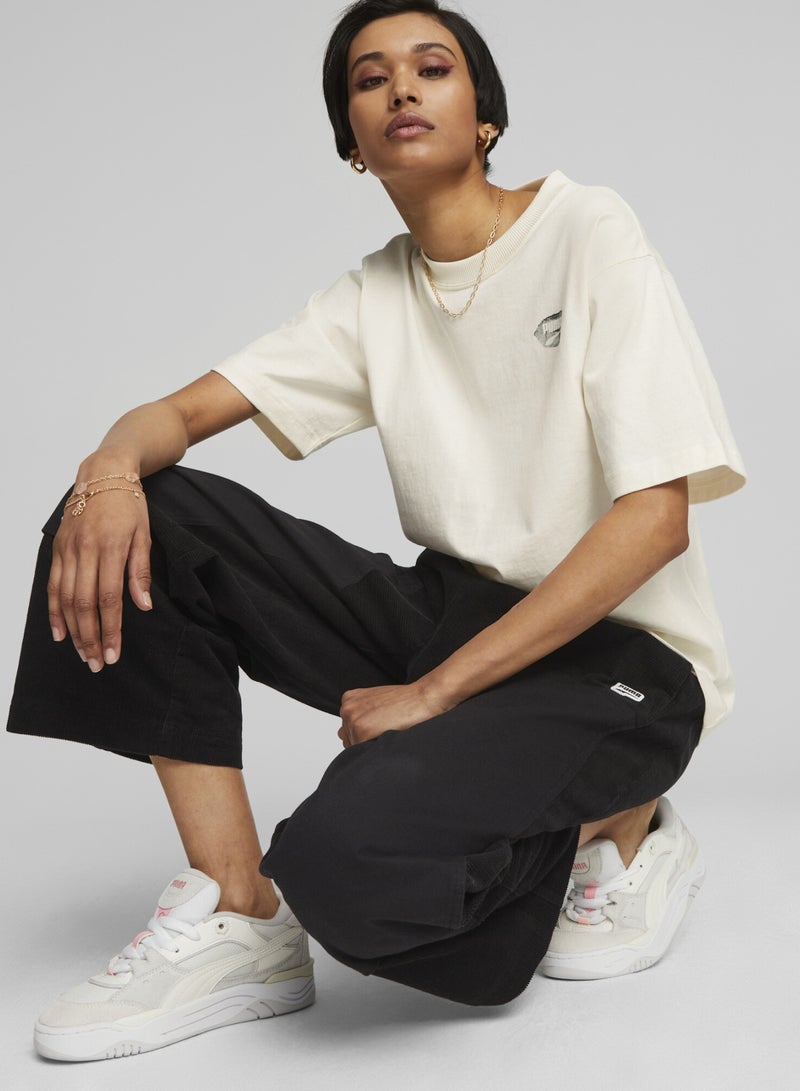 PUMA DOWNTOWN Womens White Relaxed Graphic T-shirt - Image 2