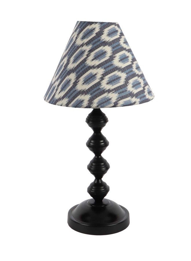 tu casa Table Lamps Black Metal Base with Blue White Cotton Ikat Print Shades for Home Décor Bedrooms Living Room Gifting Diwali Decoration Dining Space Study Room Restaurants (H-14.5") - Image 4
