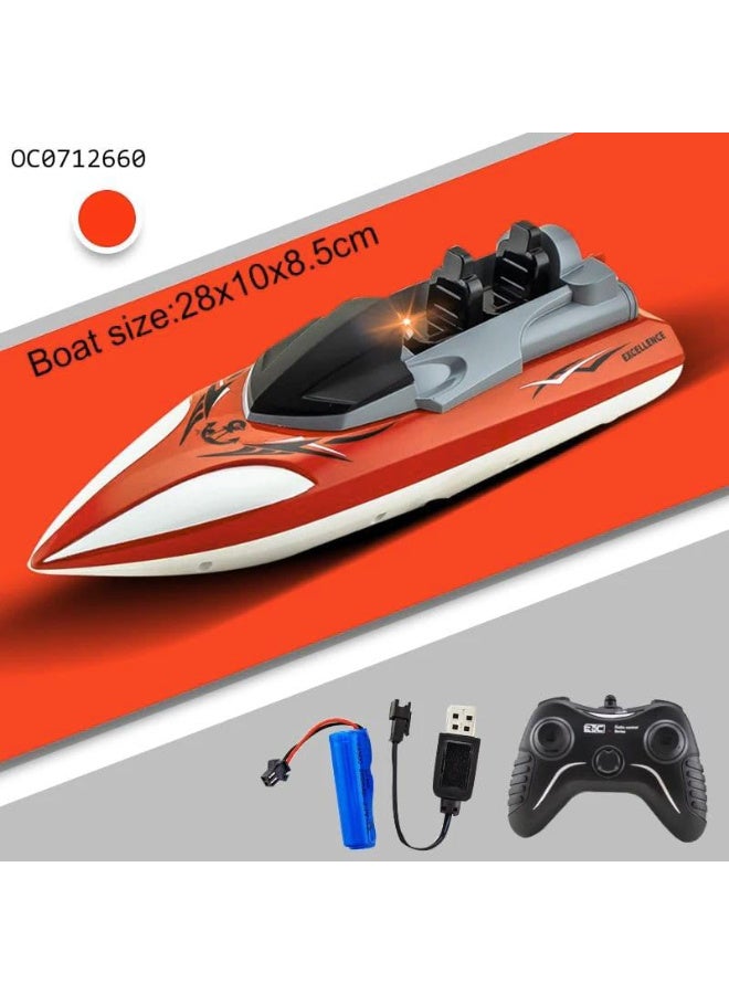 Remote-controlled speedboat, red and black, with LED lights, for children - Image 2