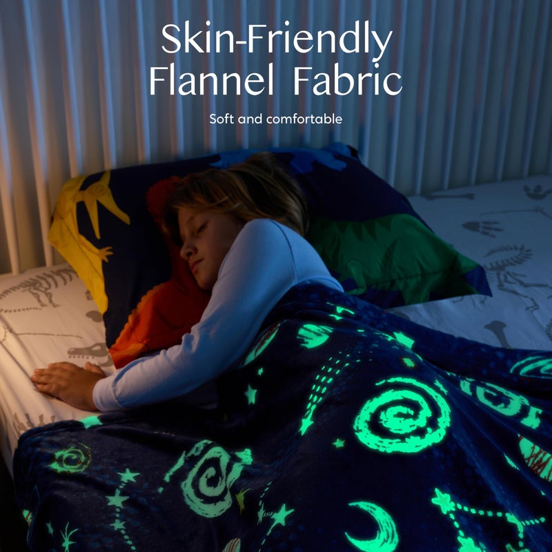 Joiedomi Glow in The Dark Blanket - Space Gifts for Girls Boys Age 2 3 4 5 6 7 8 9 10 11 12 Year Old - Soft Cozy Flannel Kids Throw Blanket  Birthday Bedroom Decor 50""?60"" - Image 4