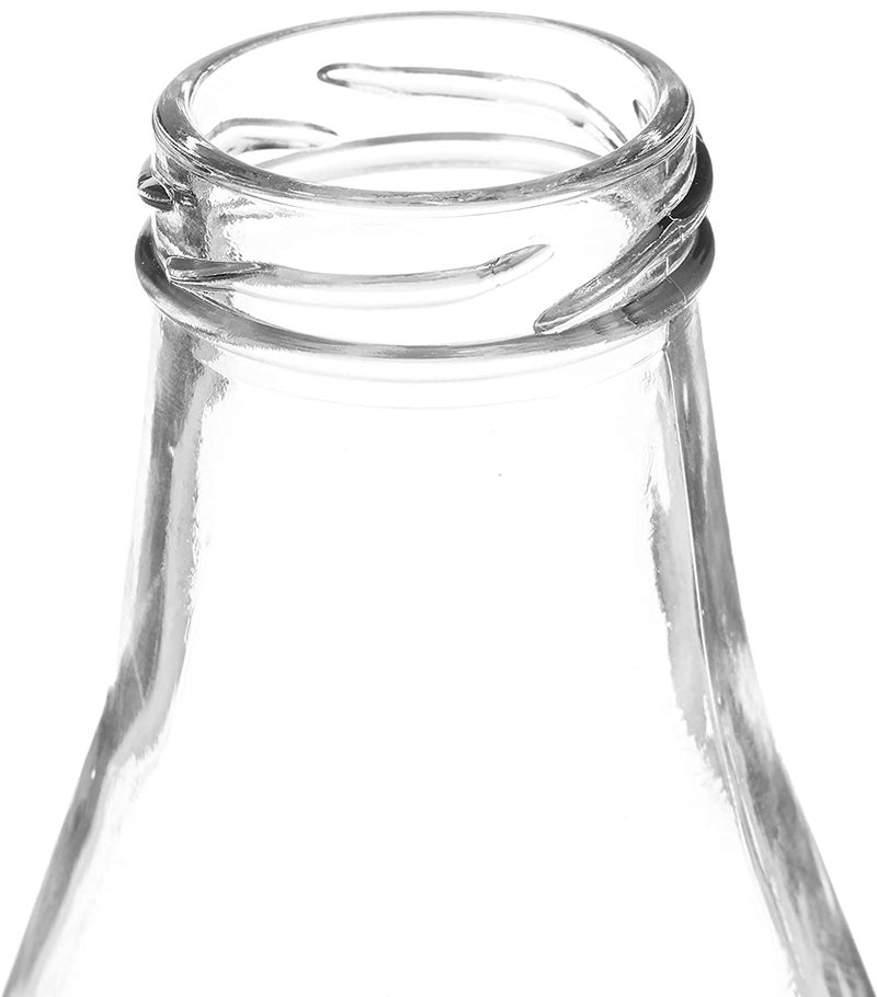 Avvic Mart Leak Proof 1 Ltr Plain Glass Bottle for Storing Milk Water Juice and Beverages with Metallic Cap Transparent Set Of4 - Image 3