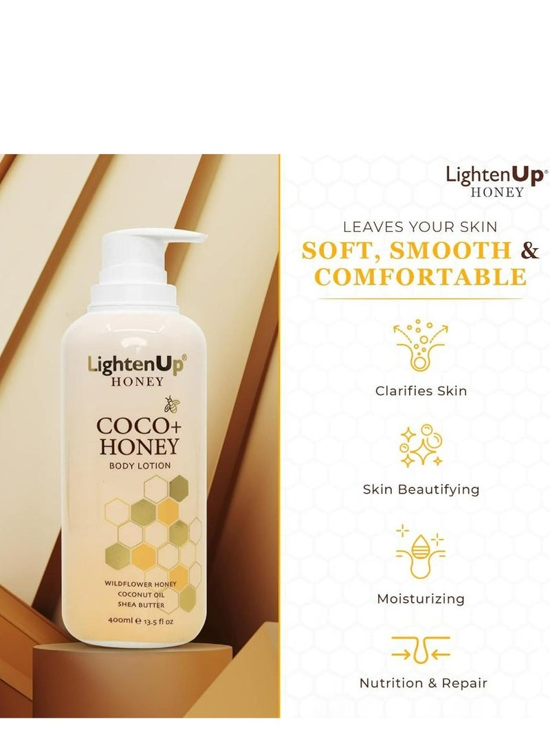 لايتين اب لوشن الجسم كوكو + زبدة الشيا والعسل 400 مل - Image 5