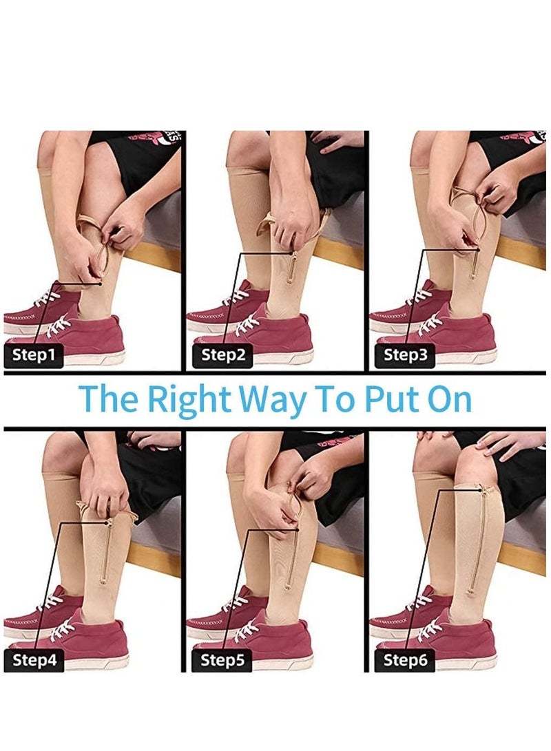 AS SEEN ON TV جوارب مضغوطة مرنة لتخفيف آلام القدم والساق، لون بني، مقاس L\XL - Image 2