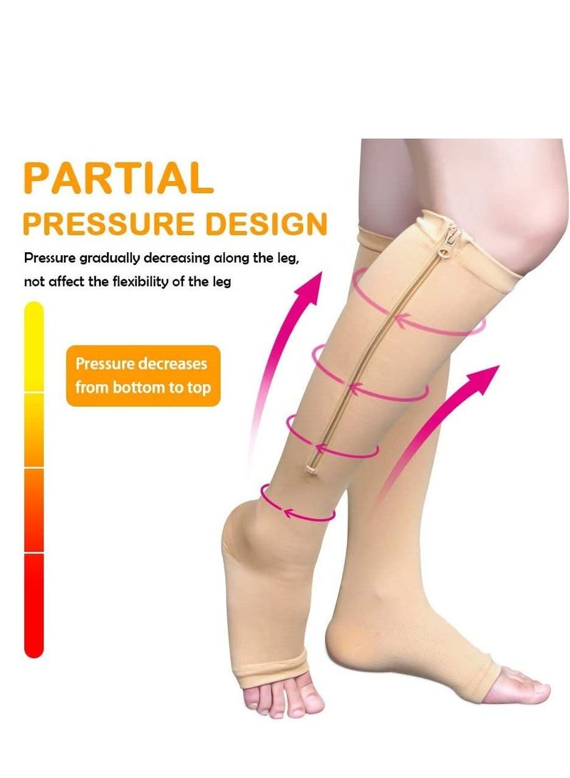 AS SEEN ON TV جوارب مضغوطة مرنة لتخفيف آلام القدم والساق، لون بني، مقاس L\XL - Image 5