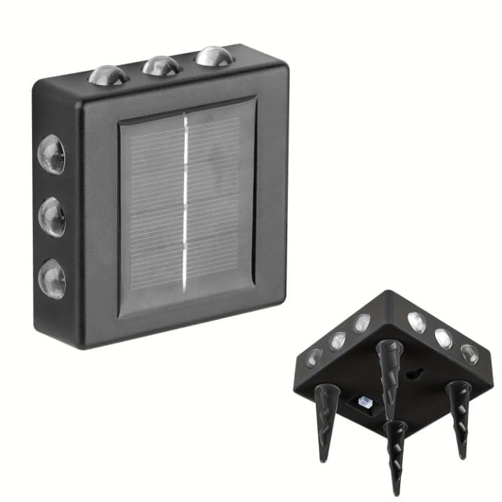 AAOVEFOX 4 Way Solar Wall Fence Decor Light, Outdoor Two Way Up Down, Waterproof, Auto On/Off, 2 Pack - Image 5