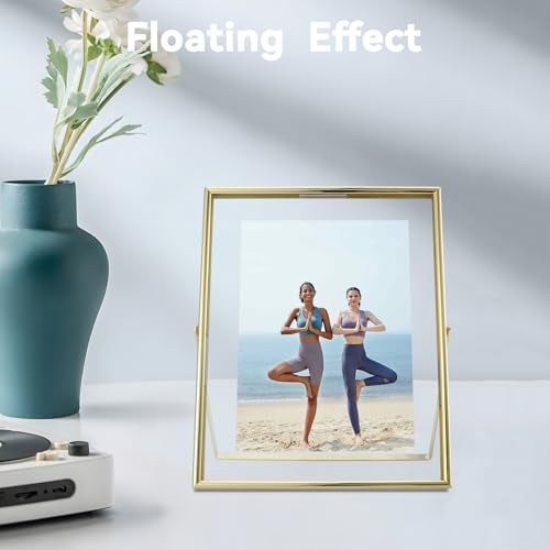 AhaGo Gold Floating Frame, 6"×8", Vertical, 2 Set, For Picture 5x7,4x6,3x5, Tabletop Shelf Photo Frames, Classy Gift For Anniversary, Wedding or Birthday - Image 4