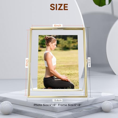 AhaGo Gold Floating Frame, 6"×8", Vertical, 2 Set, For Picture 5x7,4x6,3x5, Tabletop Shelf Photo Frames, Classy Gift For Anniversary, Wedding or Birthday - Image 2