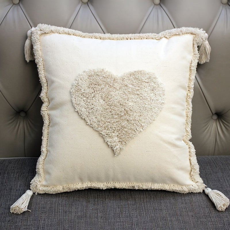 Light Brown 17.72 x 17.72 Inch Tufted Square Rice Pillow Cover Bohemian Home Decor for Living Room Sofa All Season - Image 1