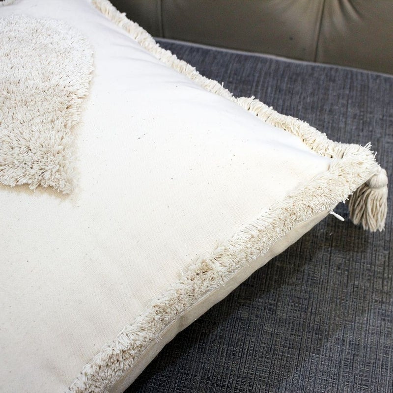 Light Brown 17.72 x 17.72 Inch Tufted Square Rice Pillow Cover Bohemian Home Decor for Living Room Sofa All Season - Image 4