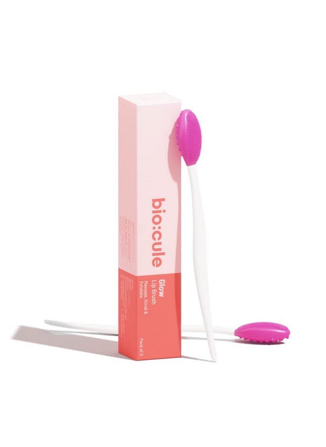 Biocule Glow Lip Brush ; Massage Scrub & Exfoliate Dead Skin ; For Soft Plump & Glowing Lips ; Double Sided Lip Brush ; For Men & Women ; Pack Of 2  - Image 1