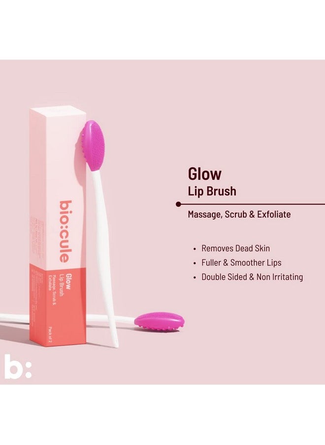 Biocule Glow Lip Brush ; Massage Scrub & Exfoliate Dead Skin ; For Soft Plump & Glowing Lips ; Double Sided Lip Brush ; For Men & Women ; Pack Of 2  - Image 3