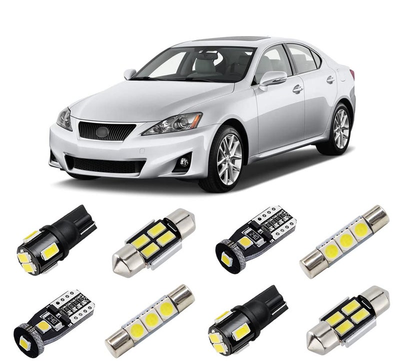 BRISHINE White Interior LED Lights Kit for Lexus IS250 IS350 ISF 2006 2007 2008 2009 2010 2011 2012 2013 Super Bright 6000K Interior LED Light Bulbs Package and Install Tool