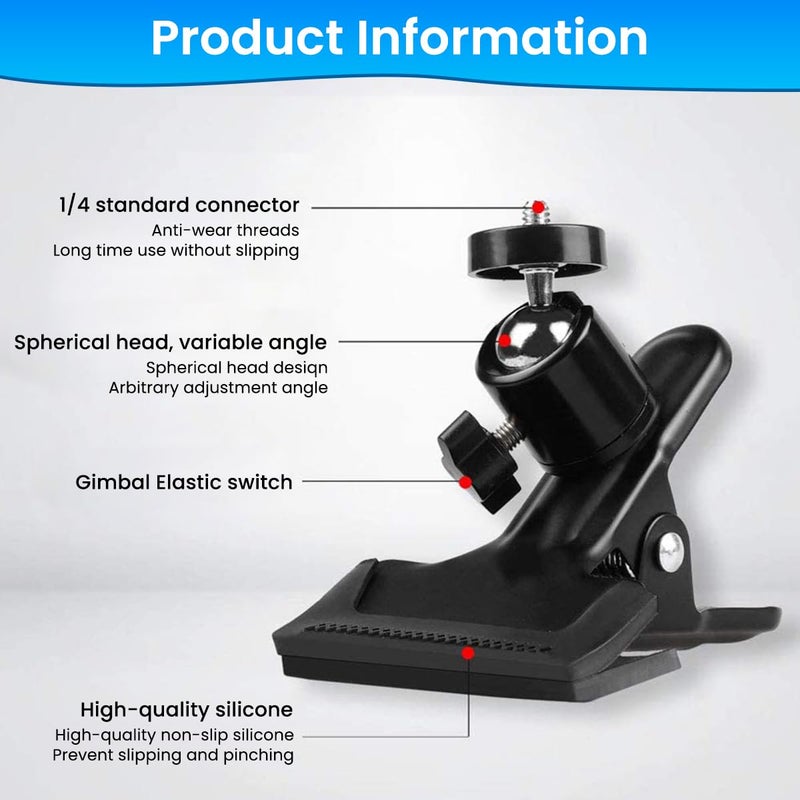HASTHIP ® 2-in-1 Guitar Phone Holder, Guitar Headstock & Desk Clip Mount for Phone/Action Camera, 360° Rotatable, Strong Clamp, Secure for Musicians, Streamers, Content Creators, Black - Image 4