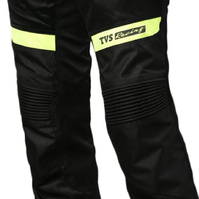 TVS Riding Pants for Men with CE Level-2 Knee Armor, High-Abrasion Resistance |Adjustable Comfort Fit Mesh for Ventilation|Day-Night Reflective Safety|Motorcycle Bike Accessories- (Black/Neon-XL) - Image 3