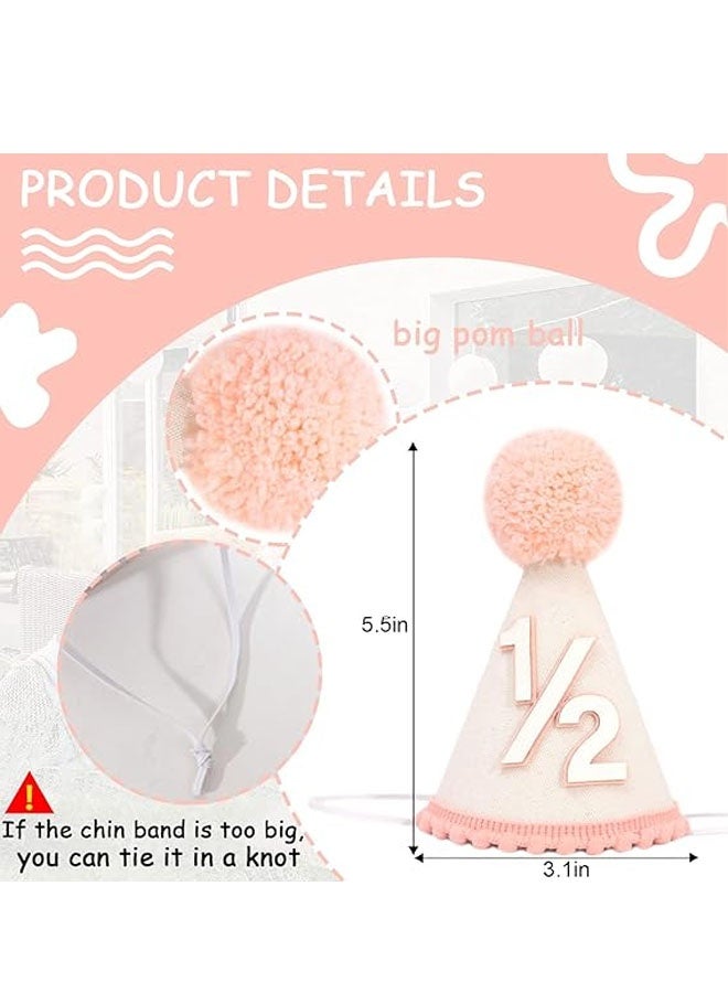 Half Birthday Hat -Baby 1/2 Birthday Cone Hat,Six Months Decorations,Party Hat Outfit for Girls/Boys - Image 2