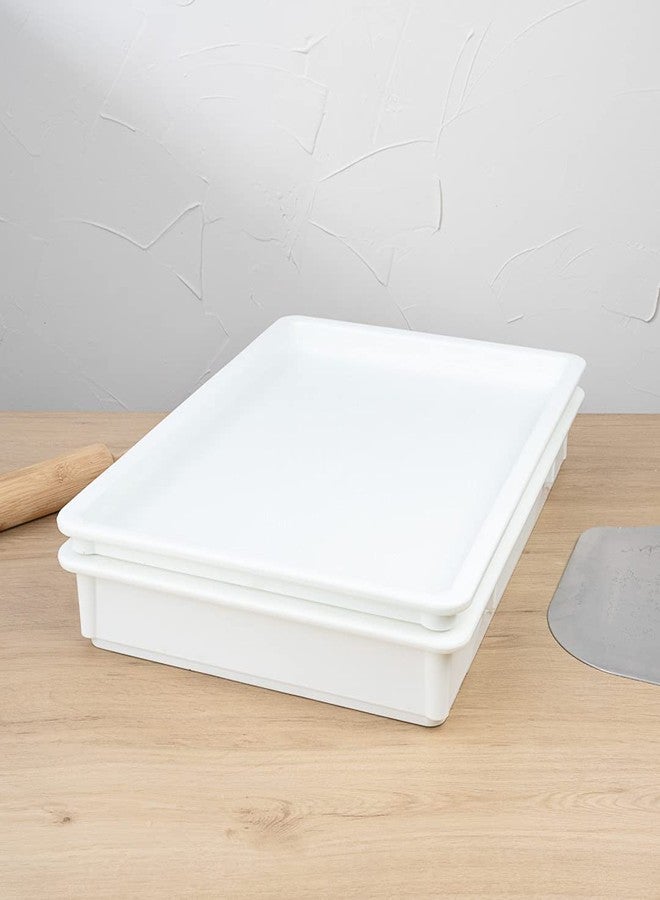 Restaurantware-LID ONLY: Lid For Proofing Box, 1 Rectangle Lid For Dough Box - Stackable, Dishwashable, White Plastic Lid For Pizza Dough Box, Durable, Proofing Box Sold Separately - Image 3