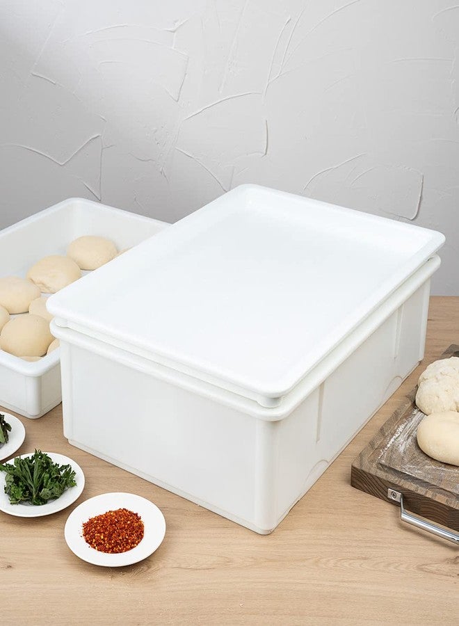 Restaurantware-LID ONLY: Lid For Proofing Box, 1 Rectangle Lid For Dough Box - Stackable, Dishwashable, White Plastic Lid For Pizza Dough Box, Durable, Proofing Box Sold Separately - Image 5