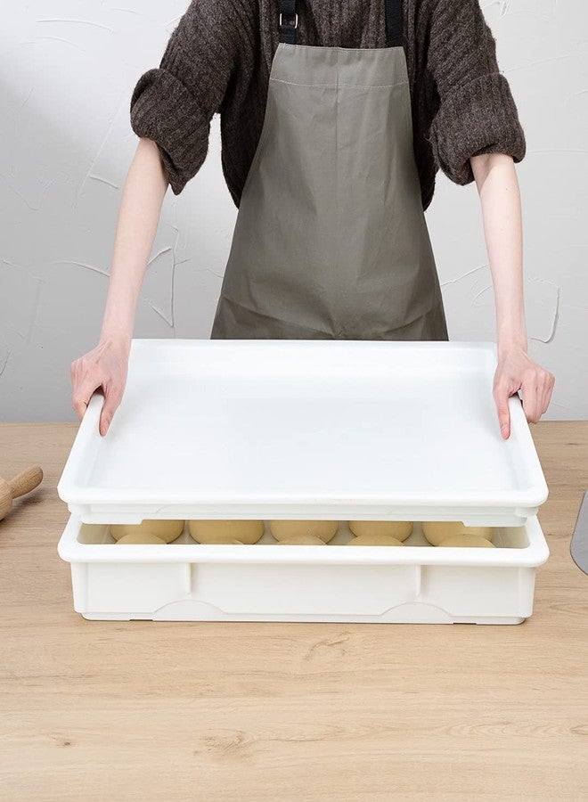 Restaurantware-LID ONLY: Lid For Proofing Box, 1 Rectangle Lid For Dough Box - Stackable, Dishwashable, White Plastic Lid For Pizza Dough Box, Durable, Proofing Box Sold Separately - Image 4