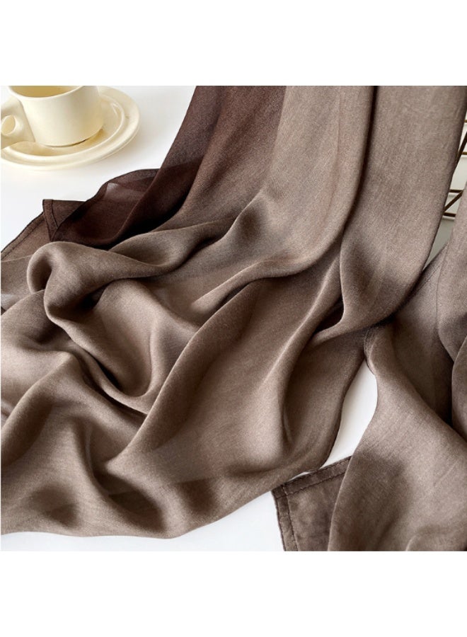ILovhaprty 180x90cm Elegant Gradient Shawl Scarf - Brown Gradient Lightweight Chiffarob, Versatile Hijab, Prayer Shawl, Abaya Wrap for Women - Image 2