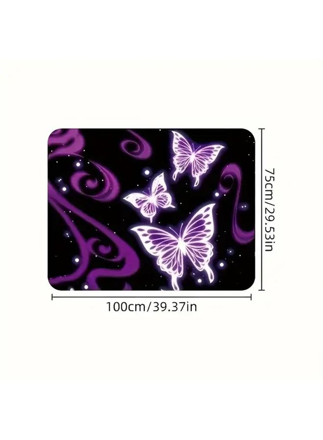 1pc Crystal Velvet Car Trunk Mat With Butterfly And Swirl Design Durable Easy To Clean - Image 2