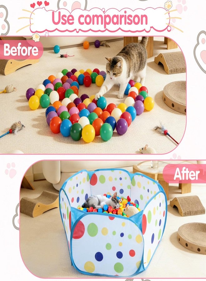 Engorgio Cat Ball Pit,Pop Up Ball Pits Tent，Cat Enrichment Toys，Suitable for Indoor and Outdoor Activities (39.37inches in Diameter,No Ball Included) (Blue) - Image 4