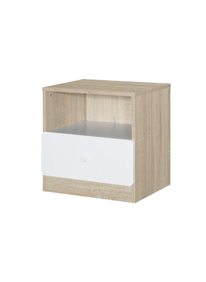 DANUBE HOME كوندر نيو طاولة جانبية بخزانة واحدة | طاولة سرير متعددة الوظائف لتوفير المساحة تصميم حديث للأثاث لغرفة النوم L75.8xW67.5xH108.8-116.3 سم - أبيض وبلوط سونوما - Image 2