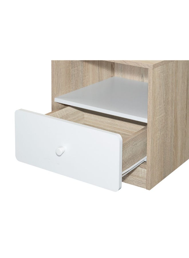 DANUBE HOME كوندر نيو طاولة جانبية بخزانة واحدة | طاولة سرير متعددة الوظائف لتوفير المساحة تصميم حديث للأثاث لغرفة النوم L75.8xW67.5xH108.8-116.3 سم - أبيض وبلوط سونوما - Image 5