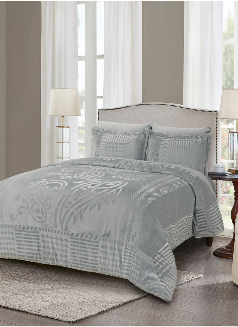 Master Home Textile - Velvet Comforter Sets, 5 Pcs Single Size, Fits 120 x 200 cm Single Size Bed, With Removable Filling, Soft, Warm - Image 1