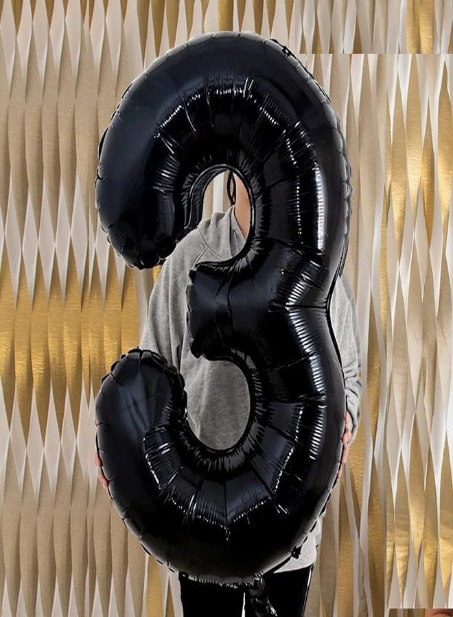 Atpata Funky Black Number Foil Balloons for Numeric Milestone Parties (40 INCH, 3) - Image 1