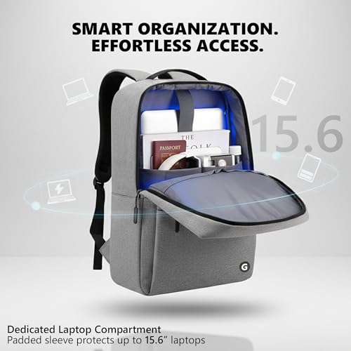 GadgetBite Graphite 20 Litre Laptop Bag with 15.6 Inch Laptop Compartment USB Charging Port and Organiser Pocket for Men Women Boys Office College and Travel with Bottle Pocket Laptop Backpack - Grey - Image 4