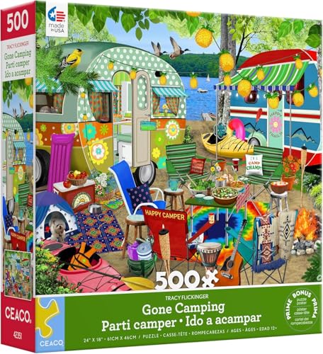 Ceaco - Tracy Flickinger - Gone Camping - 500 Piece Jigsaw Puzzle - Image 1
