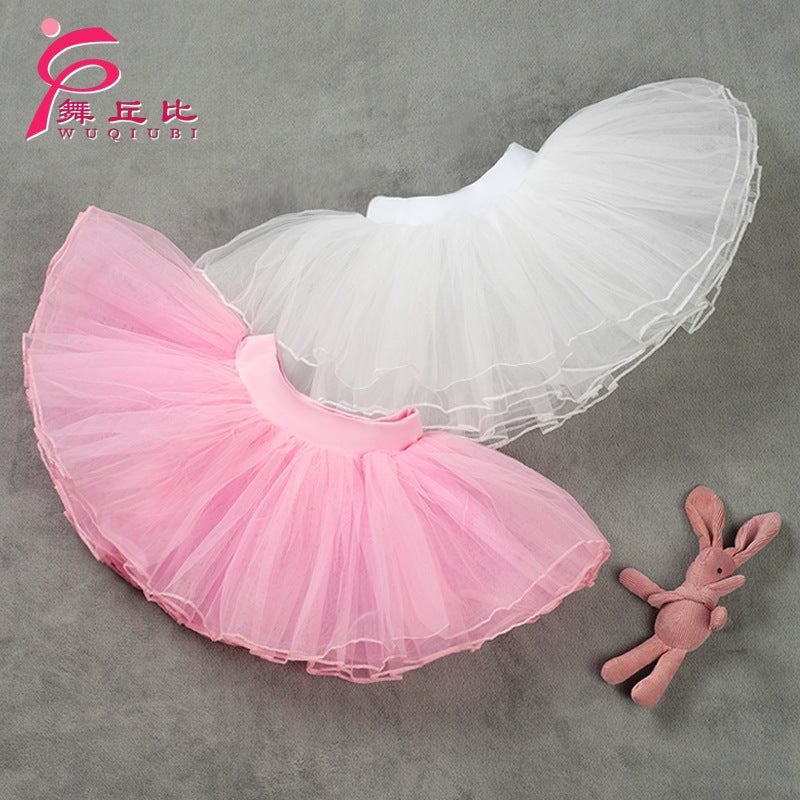 Children'S Dance White Veil Skirt Girls' Skirt Short Skirt Dancing Ballet Tutu Skirt Practice Skirt Dancing Dress Skirt - Image 3