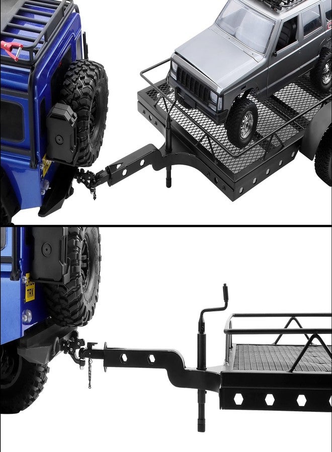 DashRC 1/10 RC Trailer for Hauling Behind Car, Metal Flatbed Trailer Builder Kit for RC Crawler TRX4 TRX6 SCX10 Gen7 Gen8 Upgrades, Hook Hitch and Receiver, Kinetic Winch Strap Included - Image 4