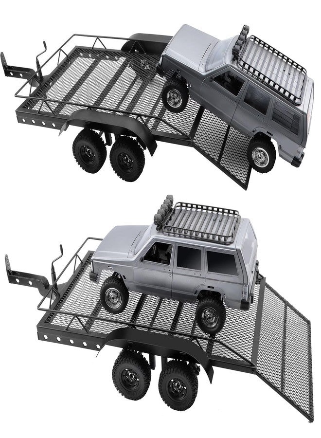 DashRC 1/10 RC Trailer for Hauling Behind Car, Metal Flatbed Trailer Builder Kit for RC Crawler TRX4 TRX6 SCX10 Gen7 Gen8 Upgrades, Hook Hitch and Receiver, Kinetic Winch Strap Included - Image 5