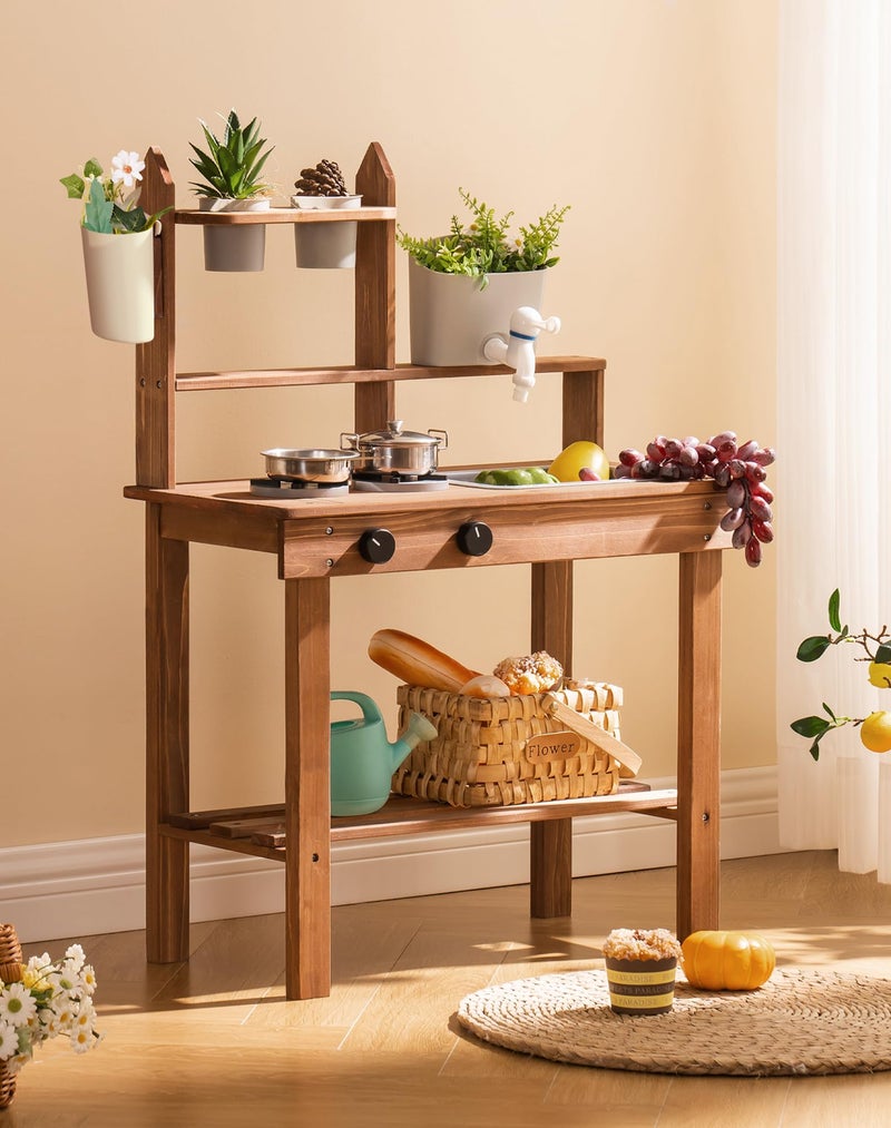 ROBUD Mud Kitchen for Kids Outdoor Wooden Outdoor Play Kitchen Kids Mud Kitchen with Removable Sink Faucet Monteeori Toys for Children Ages 3 Years WG404 - Image 3